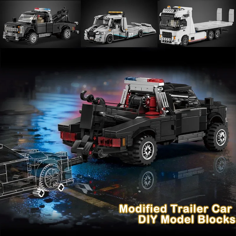

Конструктор MOC: Модель грузовика-трейлера, креативный фургон-платформа, игрушки для мальчиков, коллекционные сборные модели, мелкие кирпичики, праздничные подарки