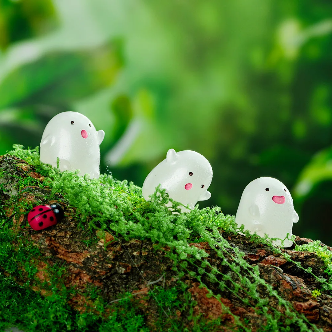 6 قطعة مضحك لطيف مستدير الأبيض قزم الراتنج الحرفية مصغرة الشكل صغيرة ل بونساي Microlandscape الجنية حديقة ديكور