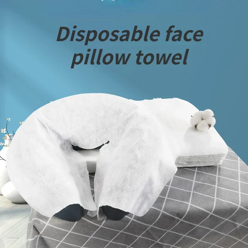 

100Pc Disposable Spa Massage Cradle Table Sheets Headrest Pads Non Woven Fabric Face Pillow Hole Cover Face Rest Overlay Cushion