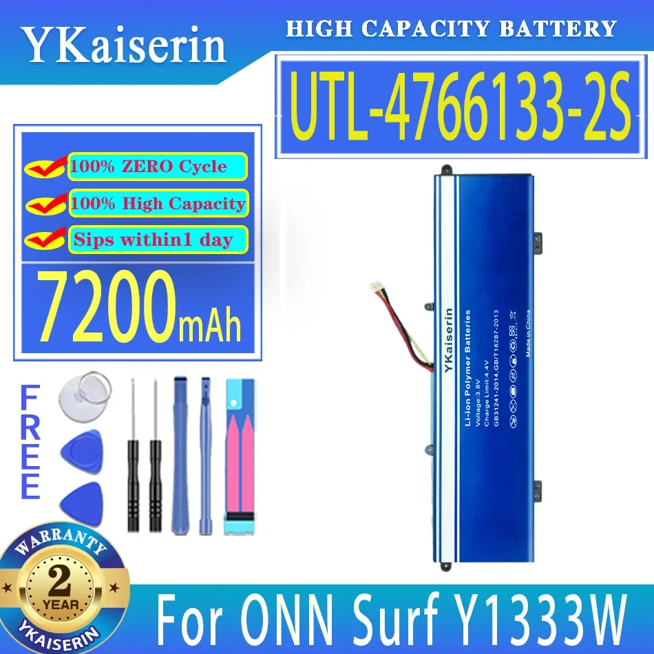 

YKaiserin Battery UTL-4766133-2S 5072300P 7200mAh For Haier M1 LP14123 for ONN Surf 100002434 100003497 Y1333W WU133W K1412W