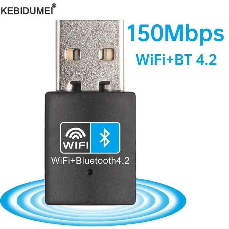 150Mbps USB 와이파이 네트워크 카드, 2 in 1 와이파이 블루투스 어댑터, 2.4G 무선 외장 리시버 와이파이 동글, 노트북 및 데스크탑용