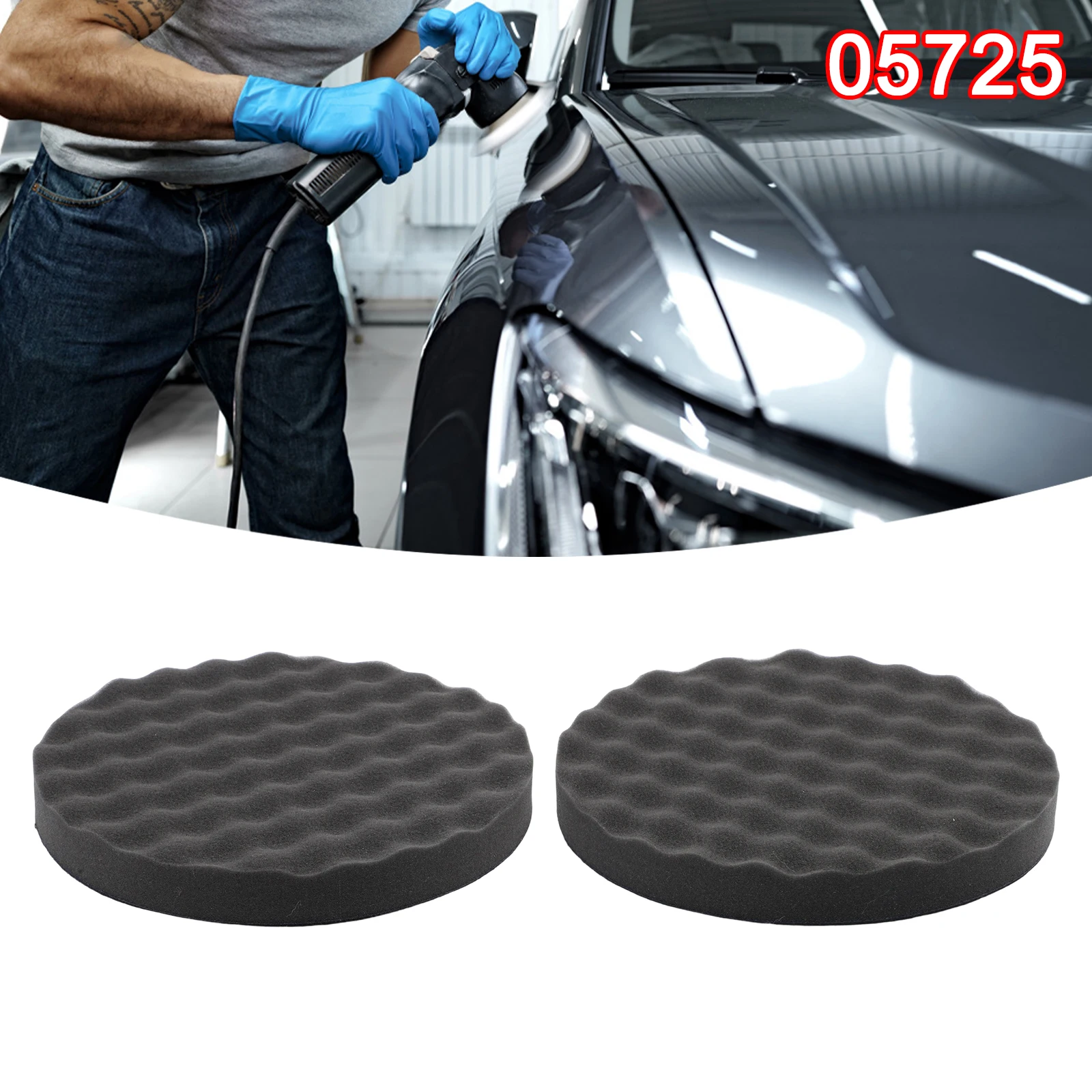 Replacement Foam Polishing Pad Tool 05725 2Pcs Auto Car Compounding Kit Round Single Sided Supplies Accessories