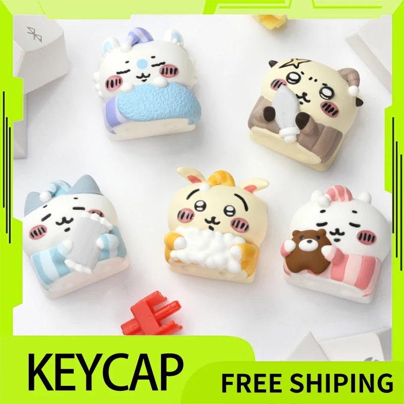 Cartoon Keycap Resin Pajamas Keycaps Customized Individuality Cute Anime Keycaps For Girl Desktop Mechanical Keyboards Gifts