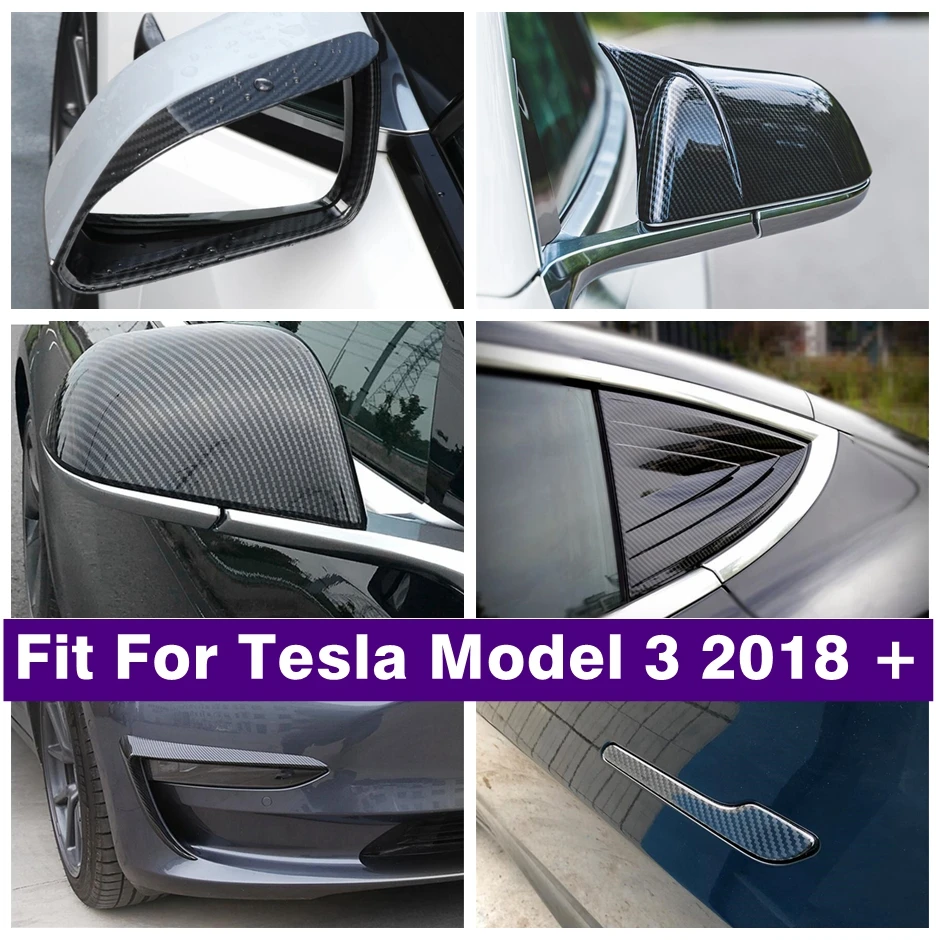 

Front Fog Light Lamp Eyebrow / Door Handle owl / Rearview Mirror Cover Trim Fit For Tesla Model 3 2018 - 2021 Auto Accessories