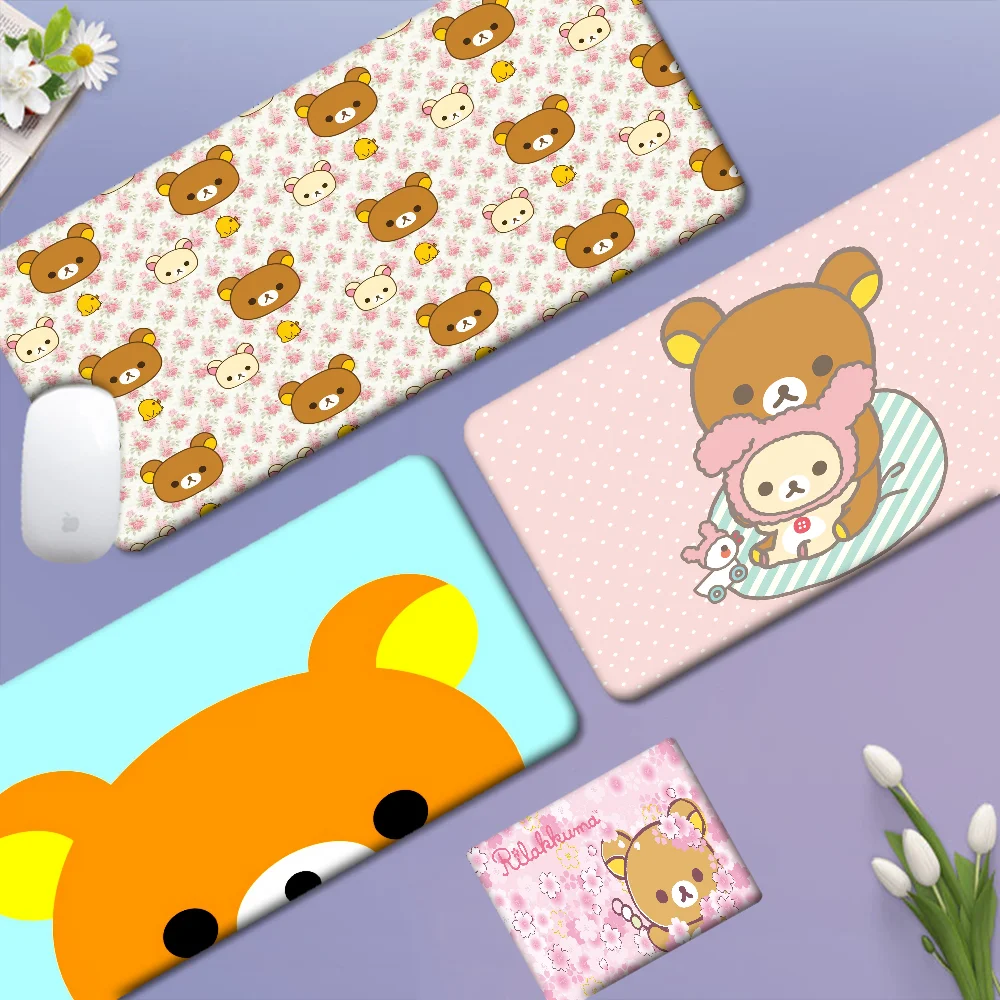 Kawaii Rilakkuma Bear 90x40cm Big Thickened Mouse Pad Oversized Gaming Keyboard Notebook Table Mat For Teen Bedroom