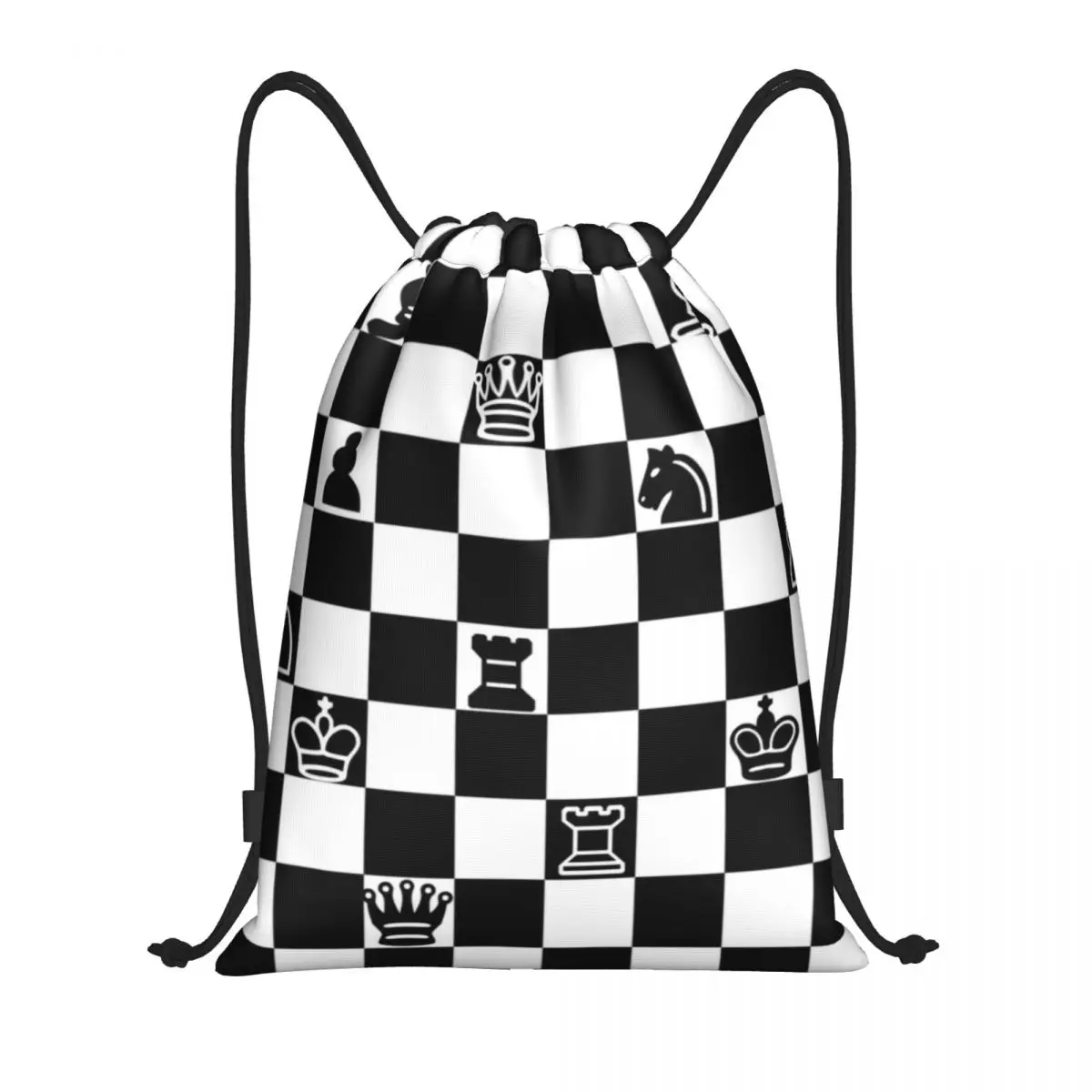 

Custom Chess Drawstring Bag Men Women Lightweight Chessboard Game Sports Gym Storage Backpack