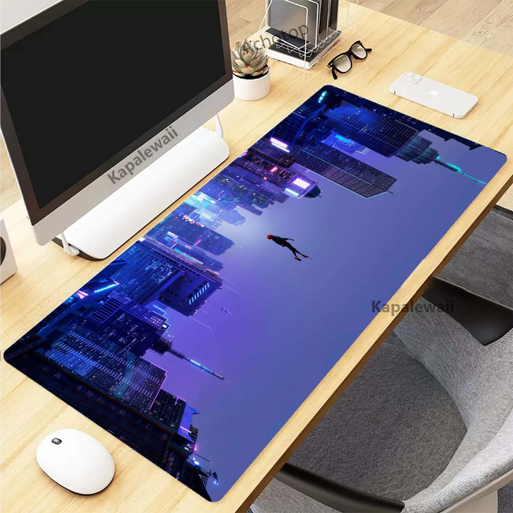 

City Street Neon Pixel Mousepad Gamer Mouse Pad Gaming Desk Mat Alfombrillas De Ratón Mouse Mat Keyboard Pads 100x50cm XXL