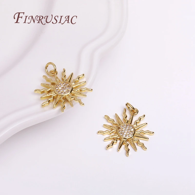 Handmade Jewellery Material 18K Gold Plated Sun Charm Pendant For Jewelry Making DIY Accessories