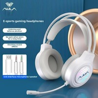 AULA Gaming Headset Headphones RGB Light Effect Noise Reduction Microphone Floating Head Beam USB Headset Game Accessories S606