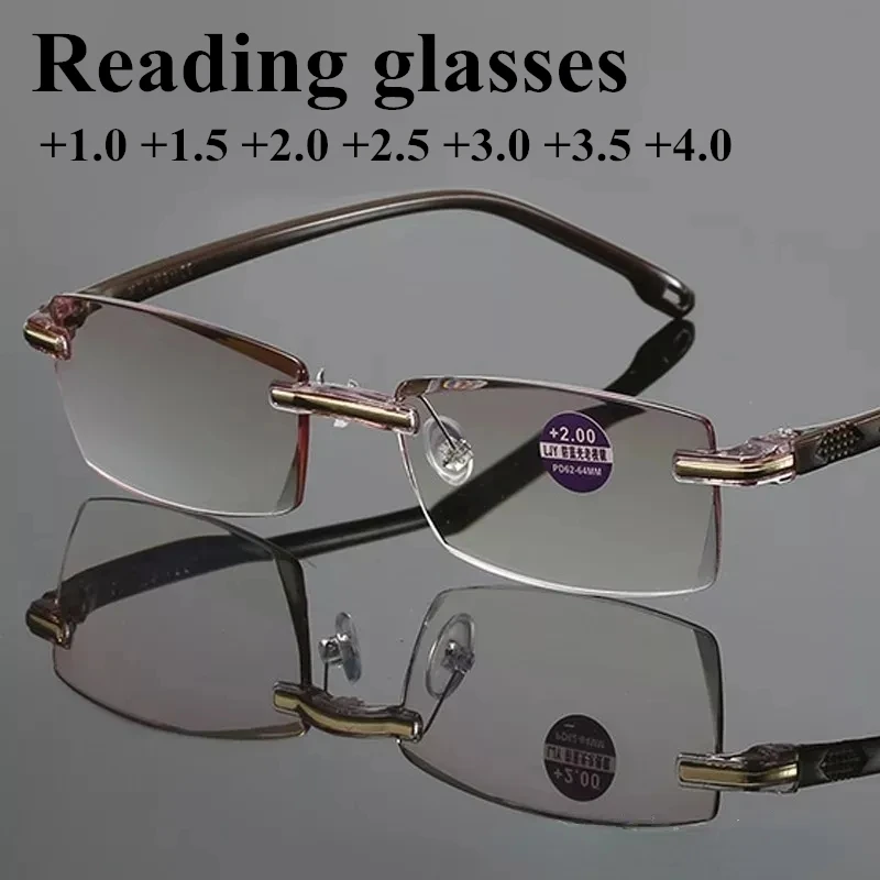 Reading Glasses Men Magnification Eyewear Presbyopic Glasses Diopter Dimond Cutting +1.0 To +4.0 Blue Light Glasses