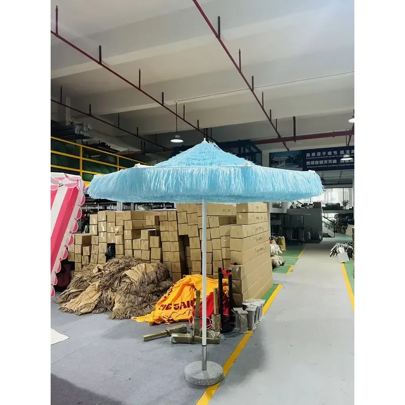 Heavy Duty Aluminum Beach Umbrella Double Layer Waterproof Sunshade 360 Degree Tilt Modern Outdoor Awning Foldable High