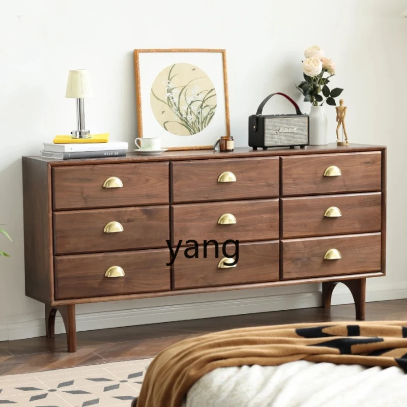 

CX Post Office Nine-Drawer Cabinet Black Walnut Solid Wood Bedroom Storage Cabinet