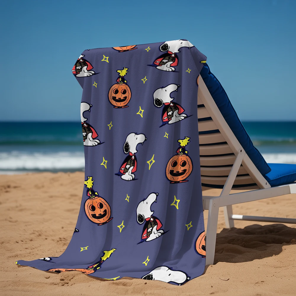 Halloween 2026 New Cute Snoopy Microfiber Quick Dry Beach Towel Cute Cartoon Anime Absorbent Soft Bath Towel for Travel Adult