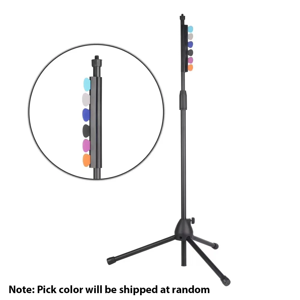 Gitaarplectrum-opberghouder met 5 rubberen plectrums Klemclip voor microfoon Scorestandaard Universele diameter 16-19 pijpen