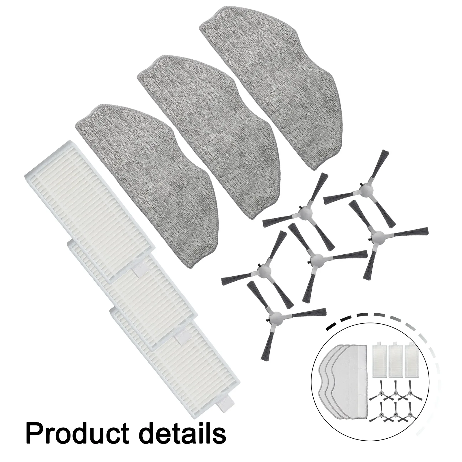 

For ROPVACNIC S1 For Tipdiy G90 For Betboyles V75S, VIPSUN Z1, For PrettyCare C2 Robot Vacuum Cleaner Side Brush Mop Set