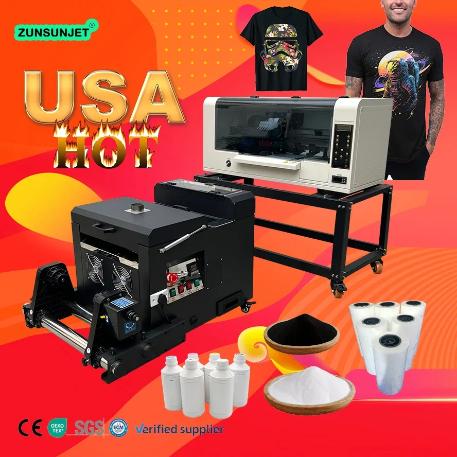 Automatic Direct To Transfer Pet Film Impresora T Shirt Textile Small A3 30cm A3+ 33cm Dual XP600 DTF Inkjet Printer For T-shirt