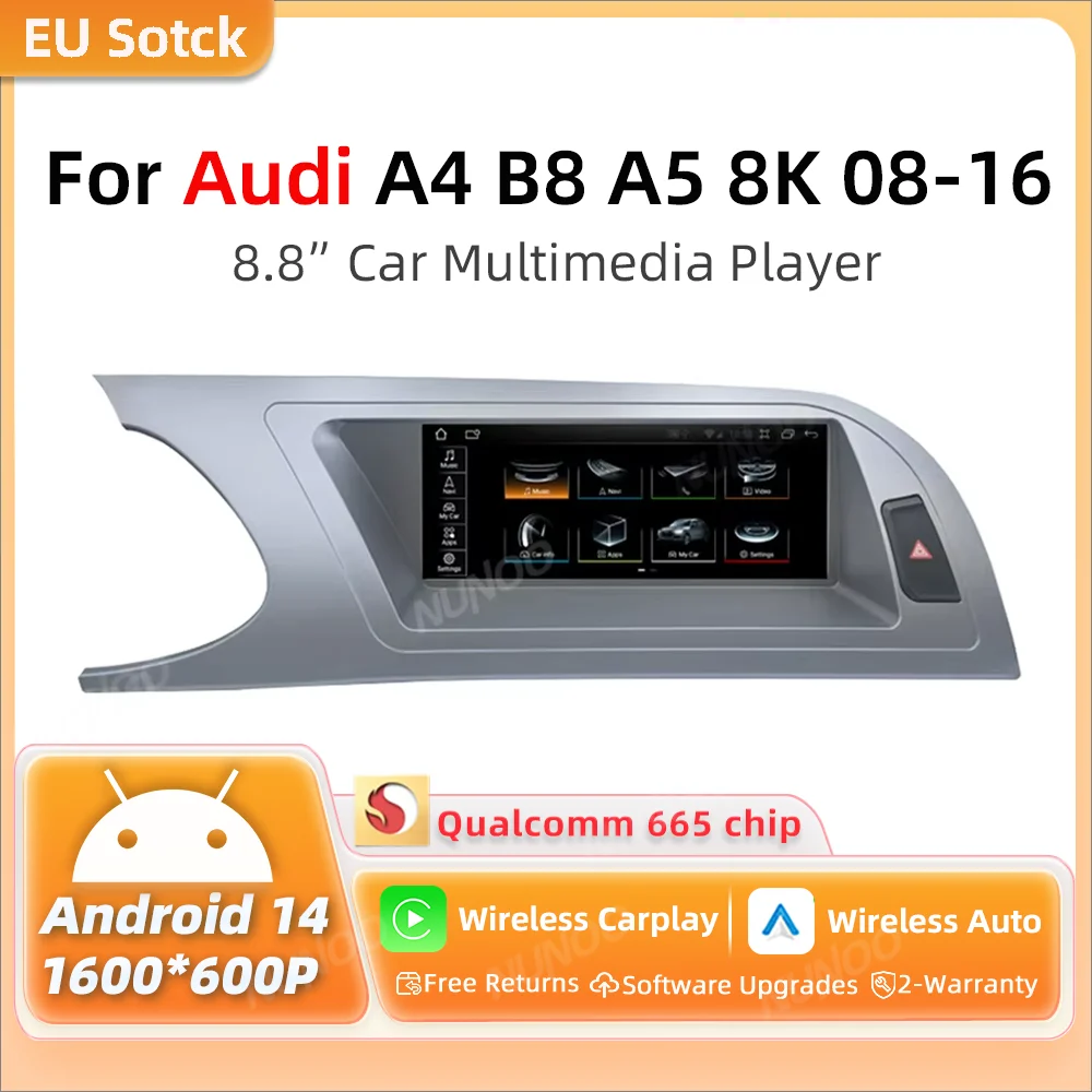 Schnelle Lieferung Drahtlose CarPlay Bildschirm Für Audi A4 B8 A5 8K 2008-2016 Auto Multimedia-Player Android 14 8 + 128GB Stereo GPS Navi
