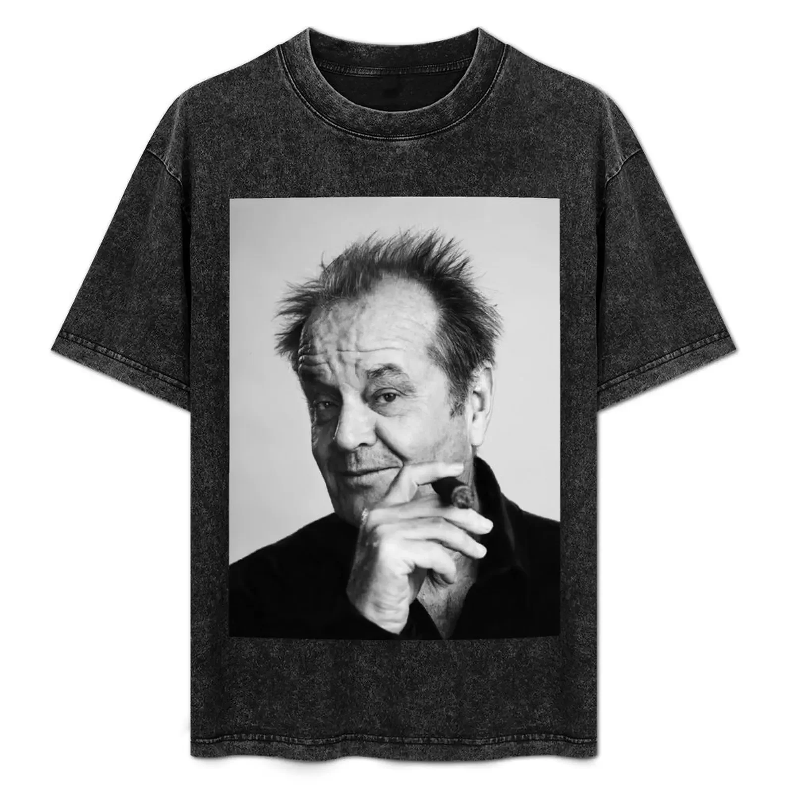 

Jack Nicholson, Cigar, Black and White Photography T-Shirt luxury designer anime t shirts mens white t shirts