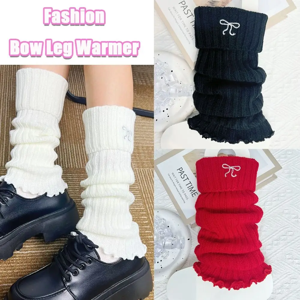 

Fashion Bow Leg Warmer Warm Knitted Long Socks Foot Cover Heap Heap Socks Autumn Winter