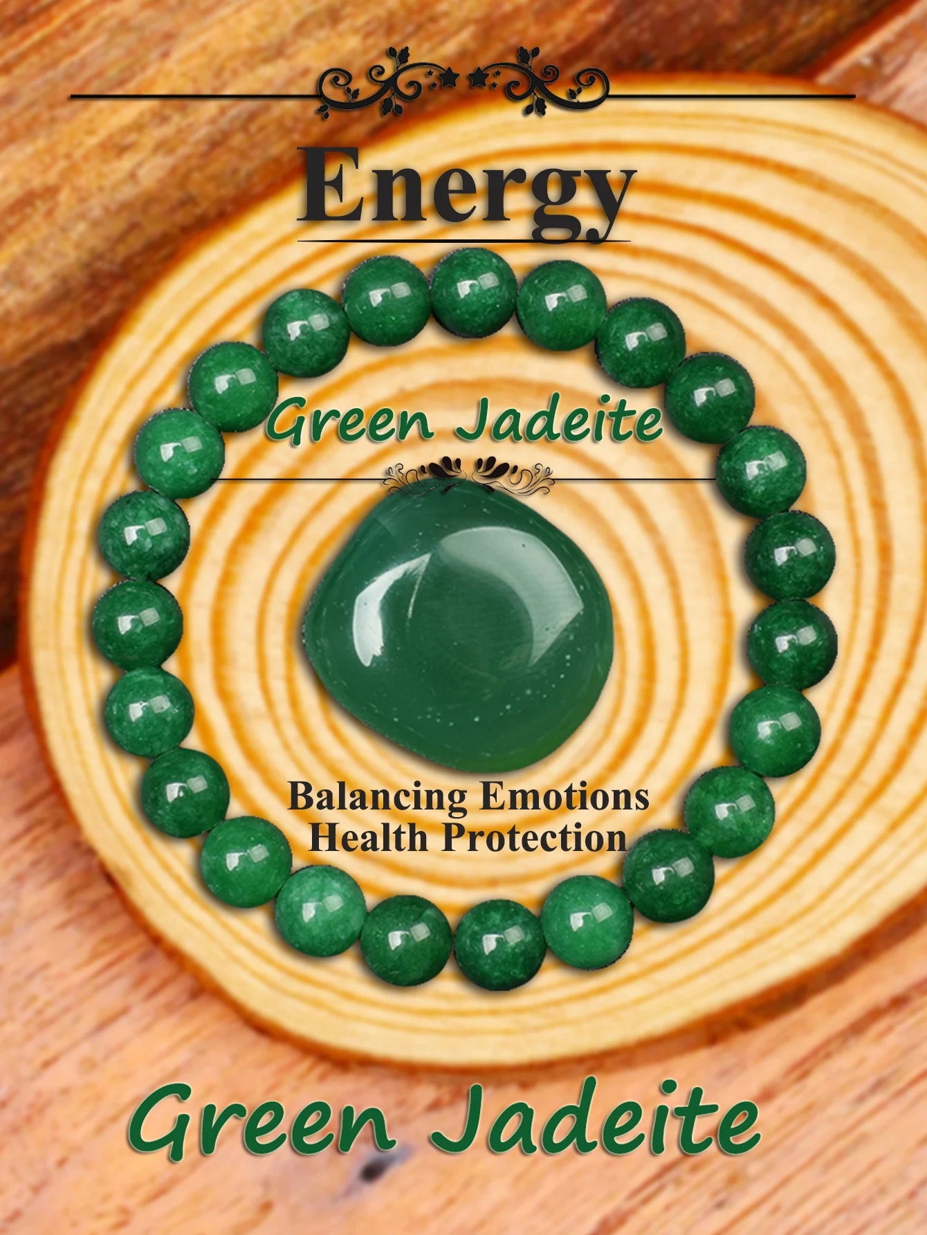 Natural Olive Green Chrysoprase Bead Bracelet for Emotional Balance Good Luck & Stress Relief Healing Stone Green Jades Jewelry