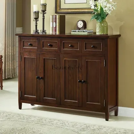 

06American solid wood shoe cabinet household large capacity multi-functional locker