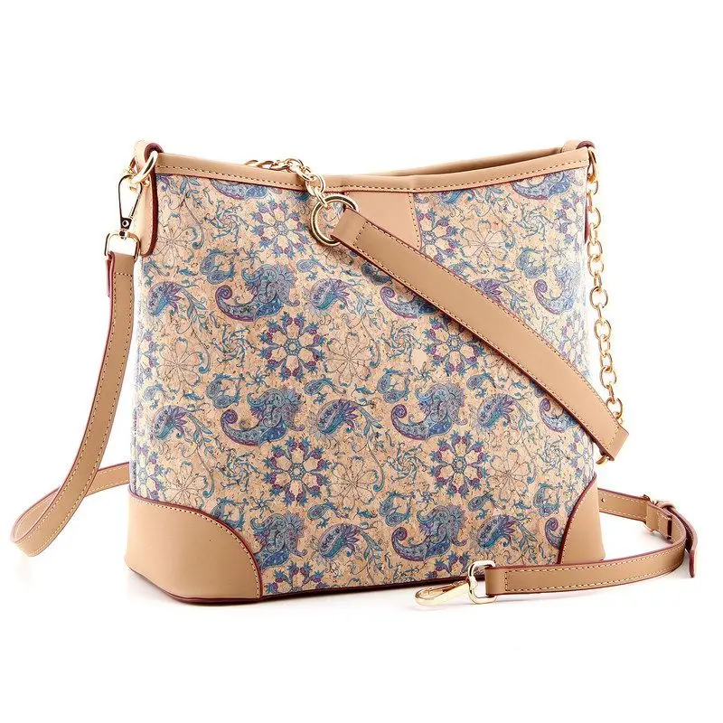 Moor Wind Cork Tree Bark Print Bucket Bag Women's Casual Crossbody Chain Bag Fashionable Versatile Women's Handbag