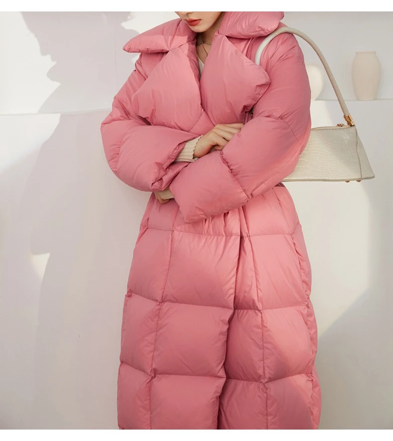 Manteau Long en plumes pour femme, veste chaude en duvet d'oie, ample et épais au genou, de haute qualité, nouvelle collection hiver 2023