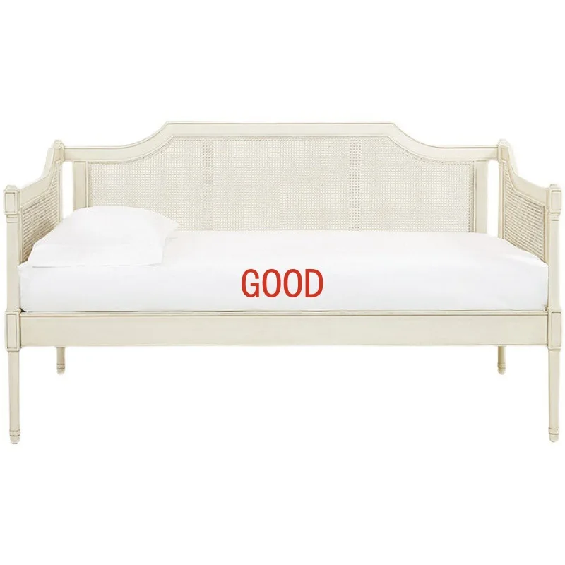 

Solid Wood Carved White Distressed Living Room Straight Row Double Three-Seat Sofa