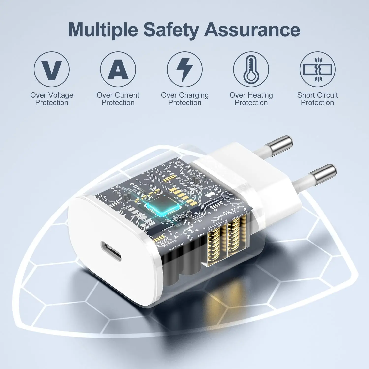 USB C 20W Charger Super Fast Charging Adapter With 1.5M USB C Cable For Samsung Galaxy S24/S23/S21