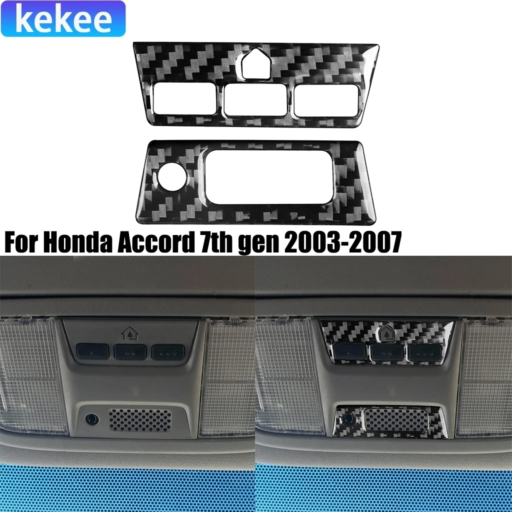 For Honda Accord 7th Gen 2003-2007 Carbon Fiber Roof Reading Light Button Panel B Interior Car Accessories Cover Stickers Decal