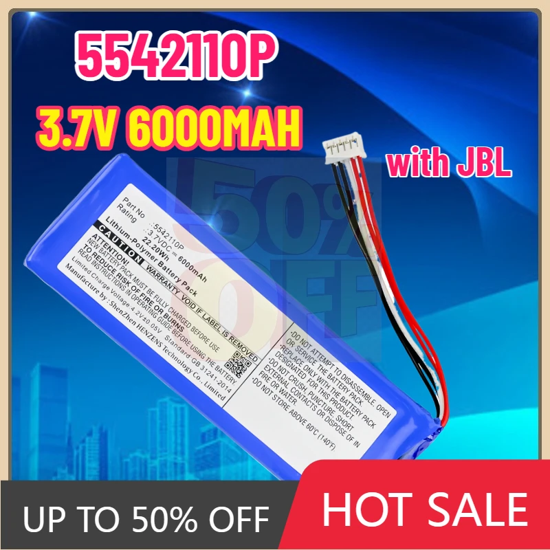 

NEW 5542110P 3.7V 6000MAH Battery Speaker Battery Compatible with JBL 5542110P Pulse 2 Pulse II PULSE2BLKUS