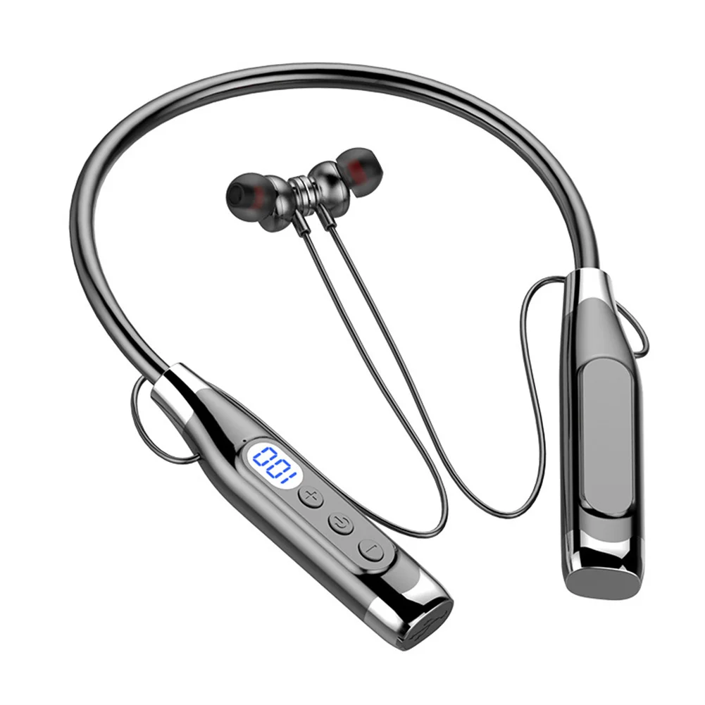 

Wireless Earbuds 5.2 Sport Neckband Headphones Foldable Neck-hanging Wireless Waterproof Gaming Headset With Mic LED Display