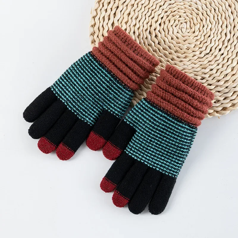 

TZTOOZ Autumn and Winter Women's Knitted Winter Gloves Cashmere Knitted Women's Warm Thick Gloves Touch Screen Ski Gloves