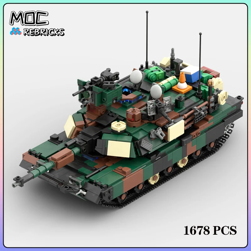 Sprzęt wojskowy M1A2 Abrams SEP V2 1/32 Skala MOC Building Block Model Zestaw do montażu DIY Zabawki Prezenty 1678 SZTUK