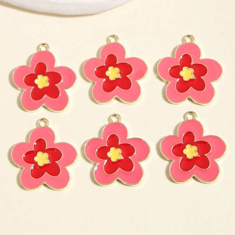 5 шт., эмалевые подвески для ожерелий и сережек, 24 х21 мм