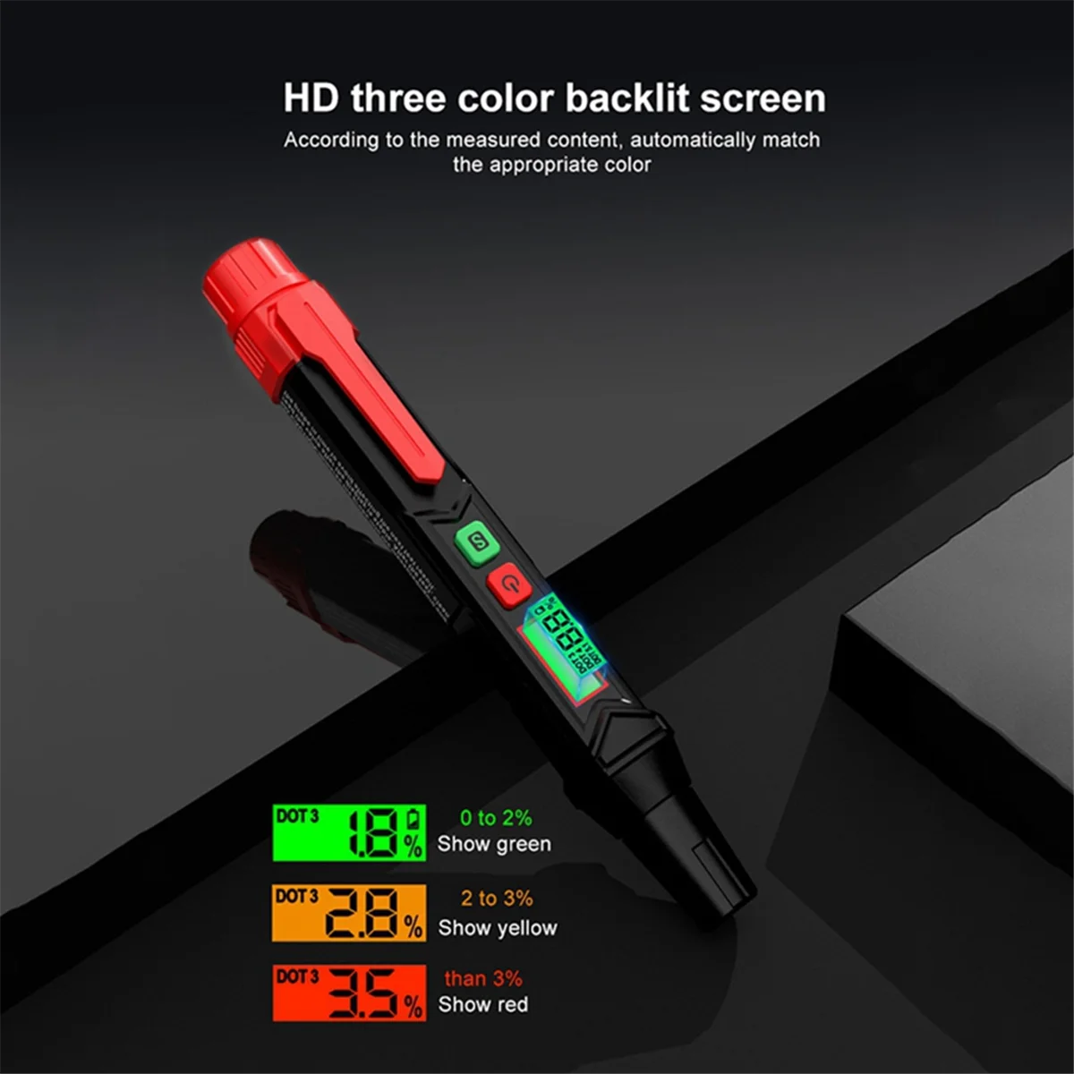 HABOTEST HT662 Brake Fluid Tester Sound Light Alarm Digital Car Brake Fluid Oil Tester for DOT3/DOT4/DOT5.1Oil Quality Check Pen