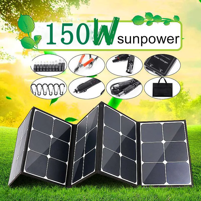 

SunPower 150W Solar Storage Backpack - Foldable Portable Power Station for Outdoor Camping & Emergency