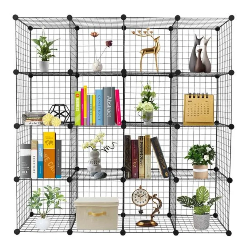 

16-Cube Organizer Cube Storage Storage Shelves Wire Cube Storage Origami Shelves Metal Grid Multifunction Shelving Unit