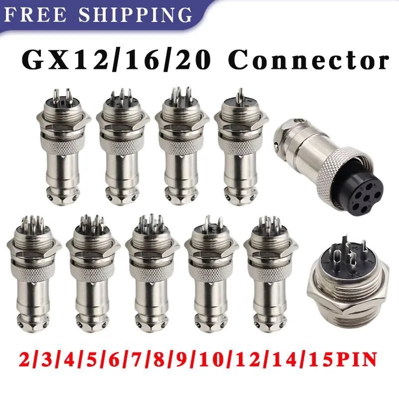 5/10/100Sets GX12/16/20 Series Aviation Connector 2/3/4/5/6/7/8/9/10/12/14/15Pin Waterproof Male Female Plug with Docking/Fixed