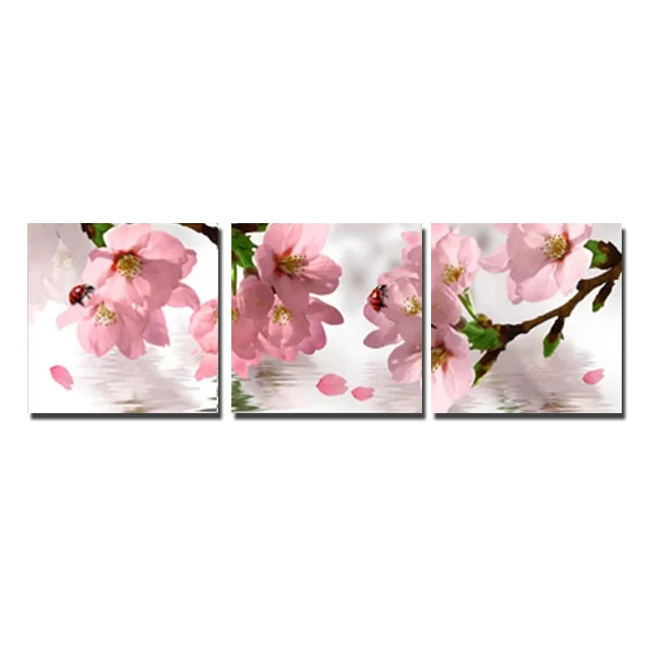 Diamond Painting 3 Pcs Flowers Triptych Full Square/Round Diamond Mosaic Cross Stitch Kits Diamond Embroidery For Room Decor