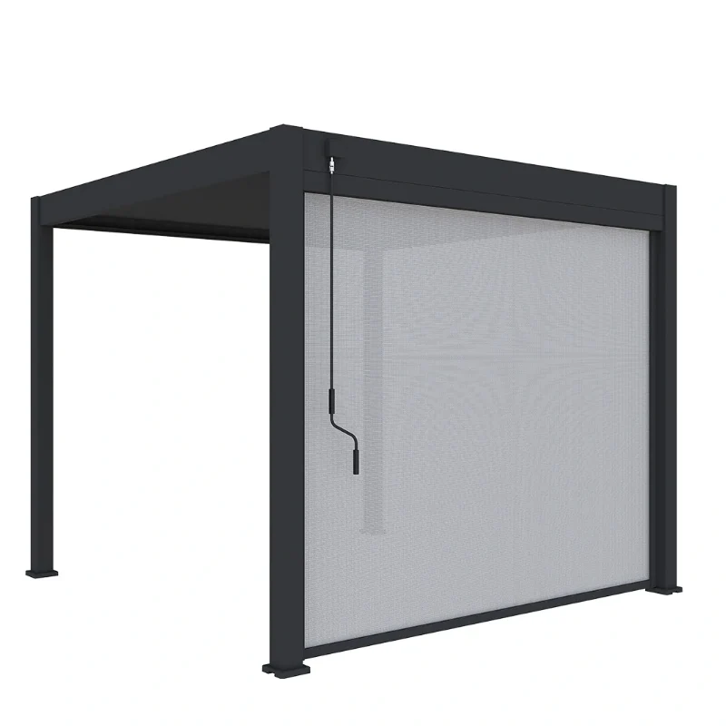 

Aluminum Pergola Wind and Rain Protection Louver Roof Can Be Flipped Manually for Garden Gazebo