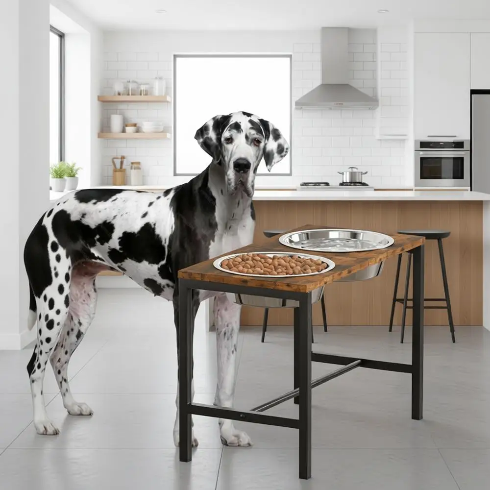 

Elevated Dog Bowls, Metal Raised Stand with 2 X-Large Stainless Steel Bowls (12 Cups - 92oz) for Large & Extra Large Breed Dogs