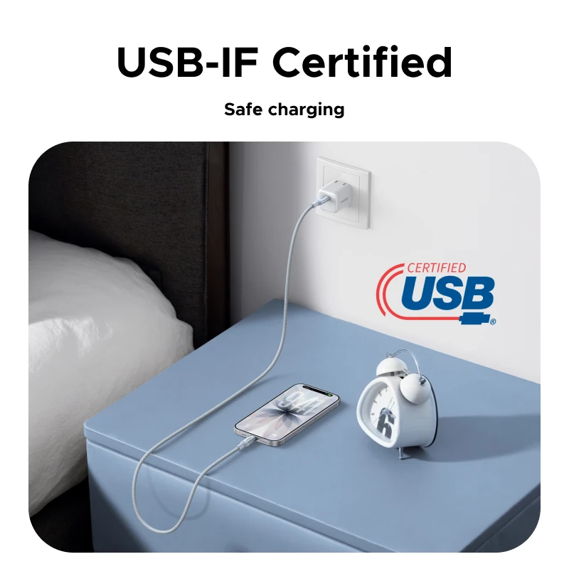 Kabel USB-C UGREEN z certyfikatem USB-IF, PD3.1 240W, miękki kabel USB-C do szybkiego ładowania laptopów, MacBooków, iPhone'a 17, Samsunga S25, kabel Type-C — zdjęcie produktu 3