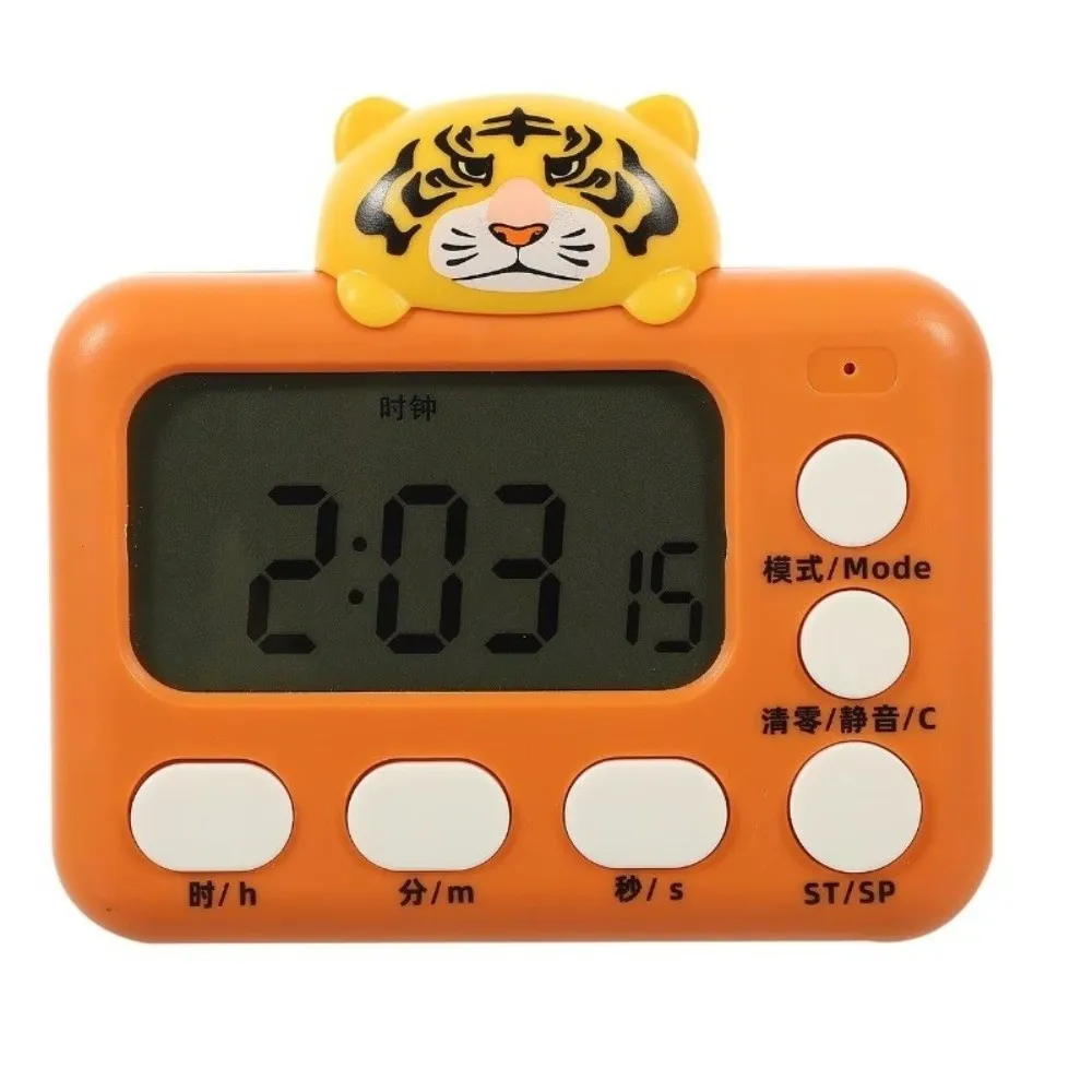 New Tiger Digital Timer Cartoon Shape Electronic Cartoon Animal Timer Foldable Stand Plastic Tiger Timer Kids Study