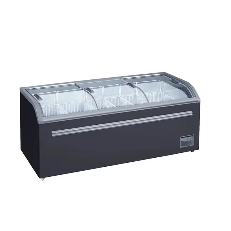 Supermarket Top Open Sliding Lid Fridge Bagged Frozen Food Meat Combined Display  Freezer