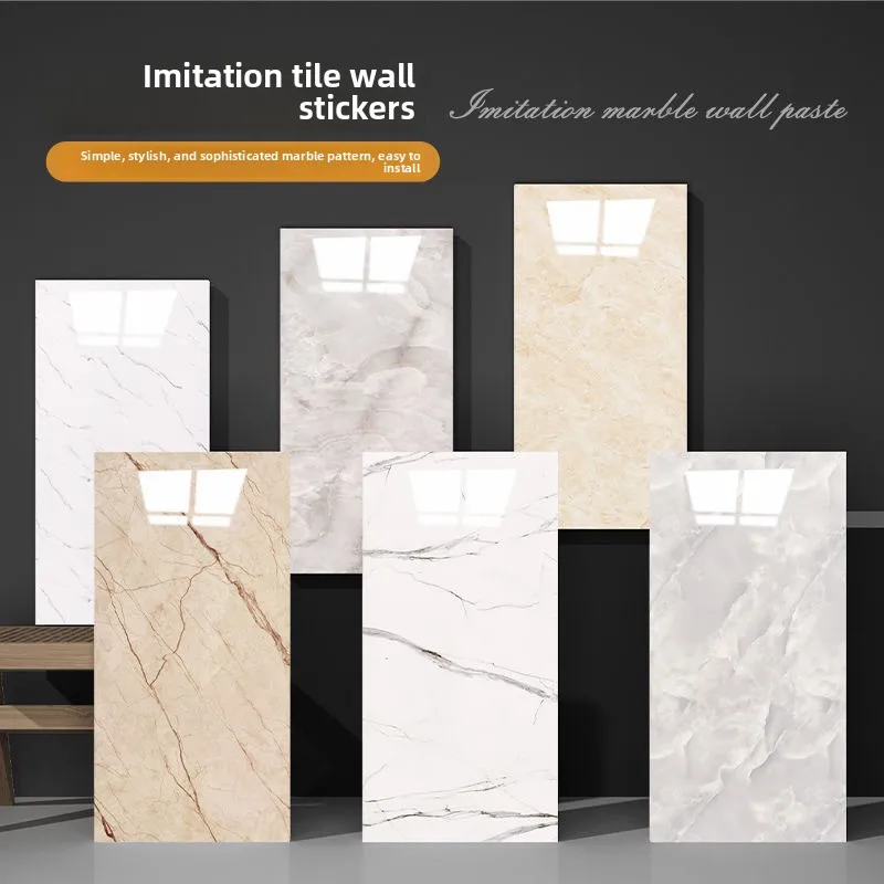 Aluminum-plastic Panel Wall Stickers - Self-adhesive Waterproof PVC Kitchen and Bathroom Glossy Imitation Marble Tiles Stickers