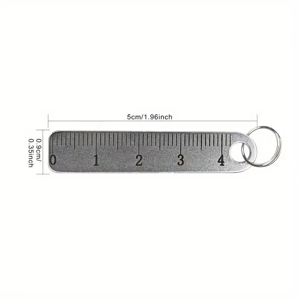Portable Stainless Steel Mini Ruler Anti Lost Small Size Metal Ruler Keychain Mini Straight Ruler School Supplies