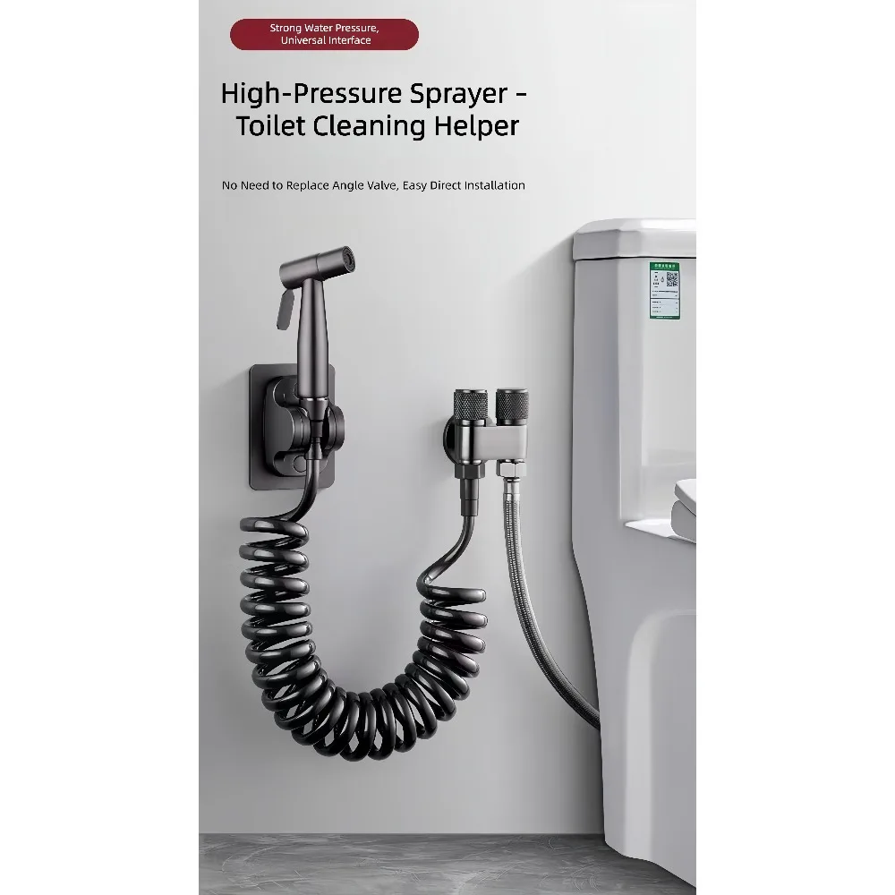 Handheld High Pressure Bidet Sprayer Dual Function Spray Nozzle For Bathroom Cleaning Toilet Washing Household