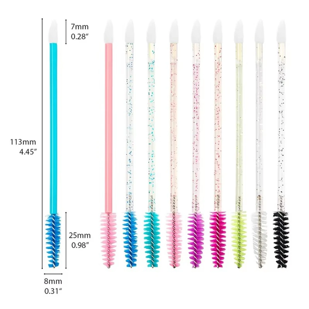 50PCS Disposable Eyelash Brushes Double-headed Mascara Cleaning Brush Microbrush Lip Brush Applicator Makeup Clean Remover Tool