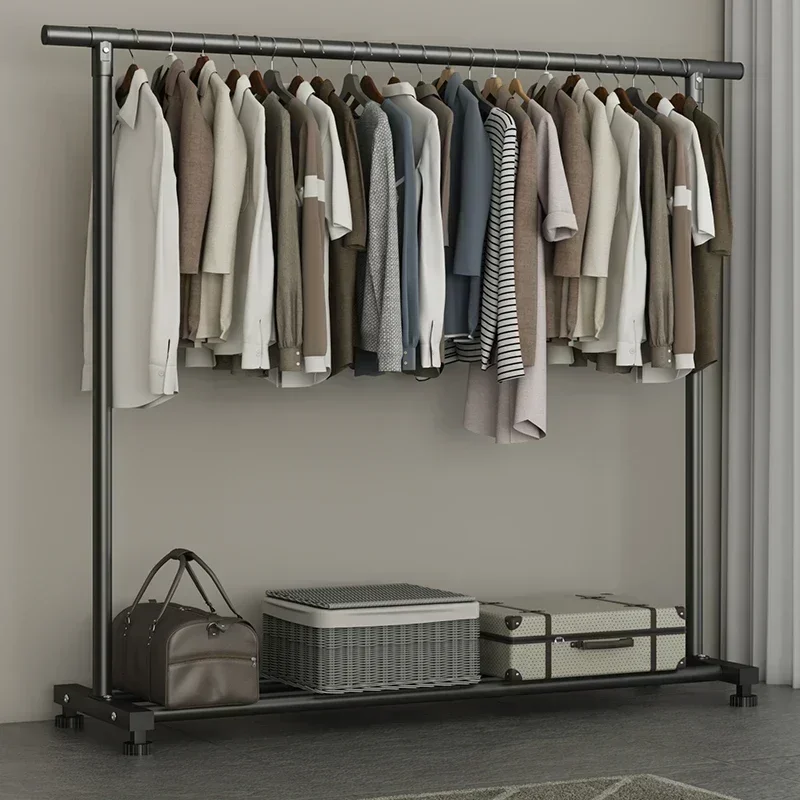 

White Black Wheels Clothes Rack Minimalist Bedroom Shop Indoor Stand Rack Nordic Display Burro Ropa Perchero Furniture